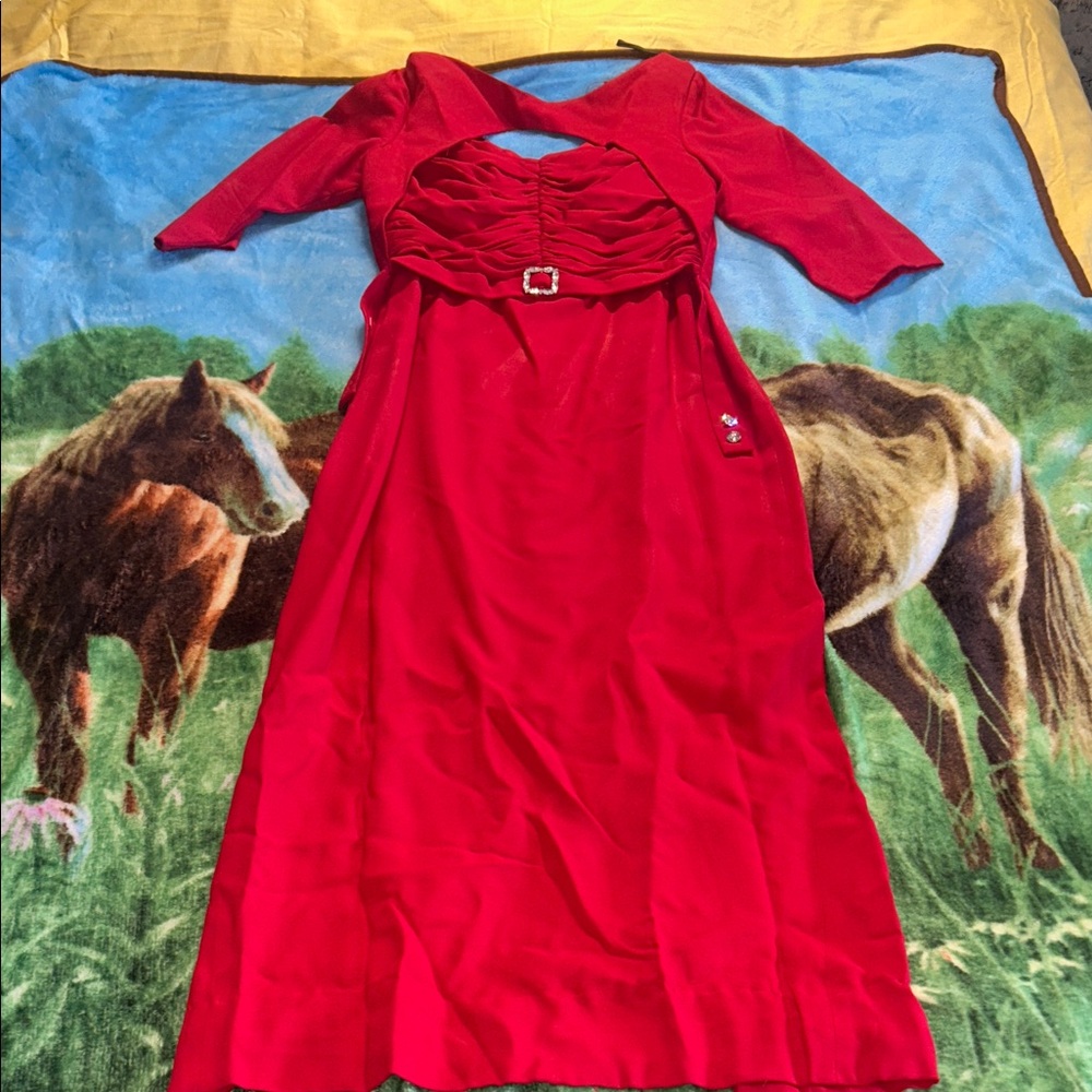 Elegant Red Long Sleeve Dress